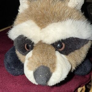 Aurora World Plush  Bandit Raccoon 14inch Hand Puppet Vintage Brown Long Tail